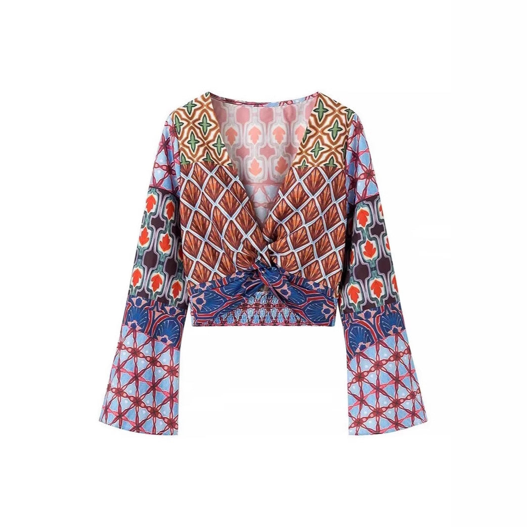 Wide printed pants for women with elastic waist and trendy design Lune London