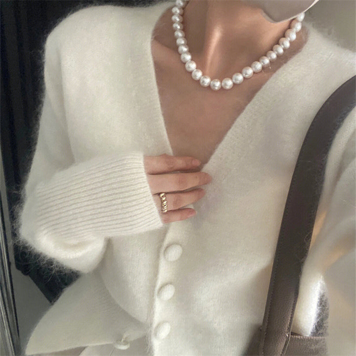 Cardigan Femme en Matériau Mohair Doux avec Fermeture Boutonnée Chic & Stil