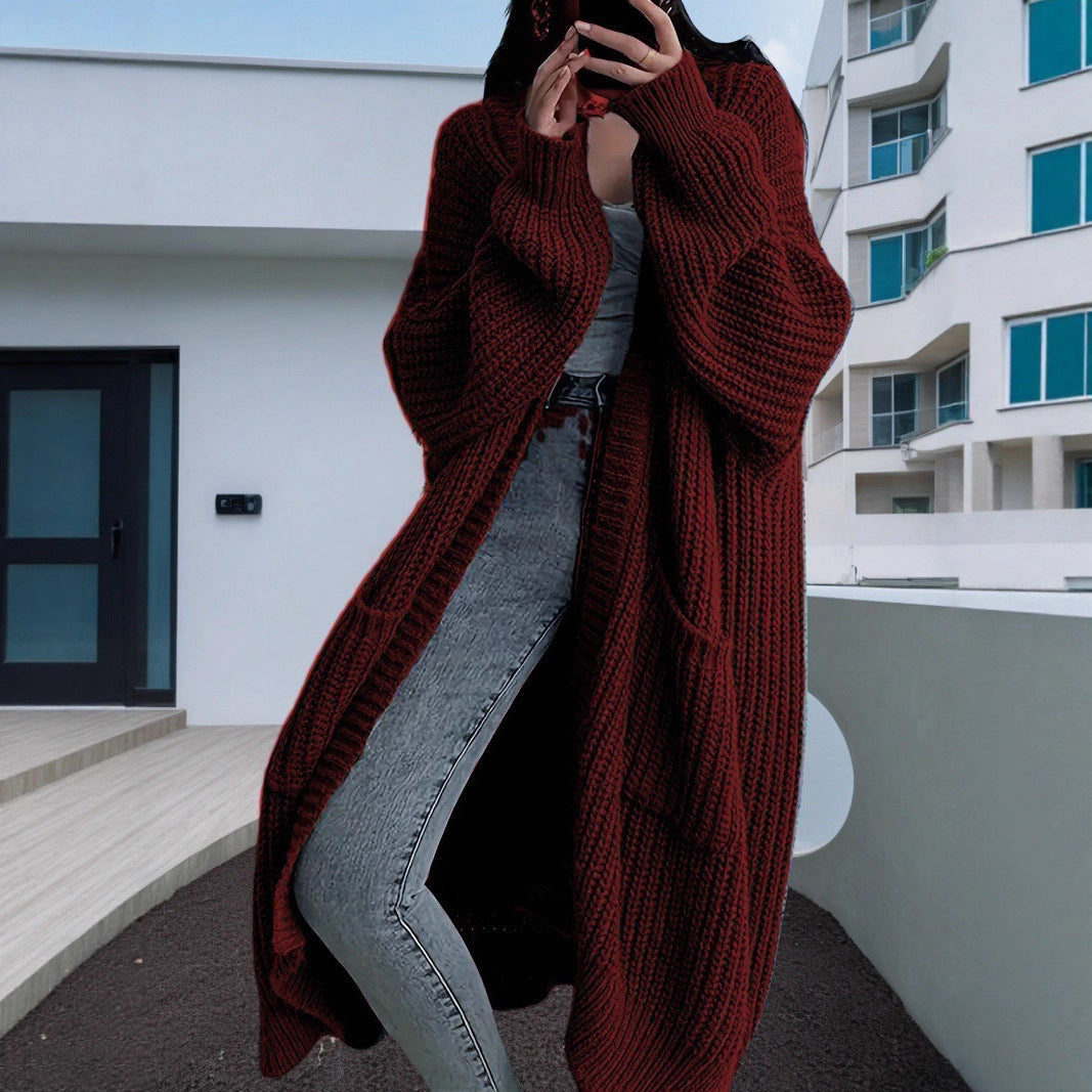 Cardigan en tricot épais pour femmes avec devant ouvert et poches pratiques Chic & Stil