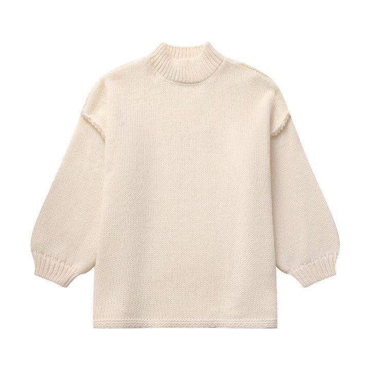Ladies Large sweater with high collar and balloon sleeves Lune London