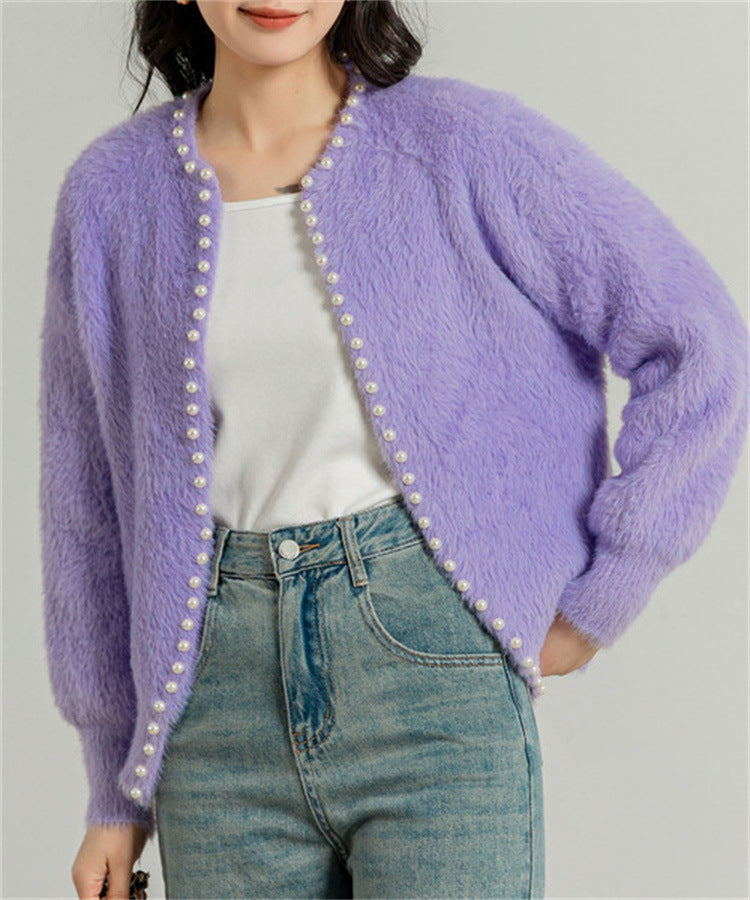 Ladies cozy pullover with pearl embellishment Lune London