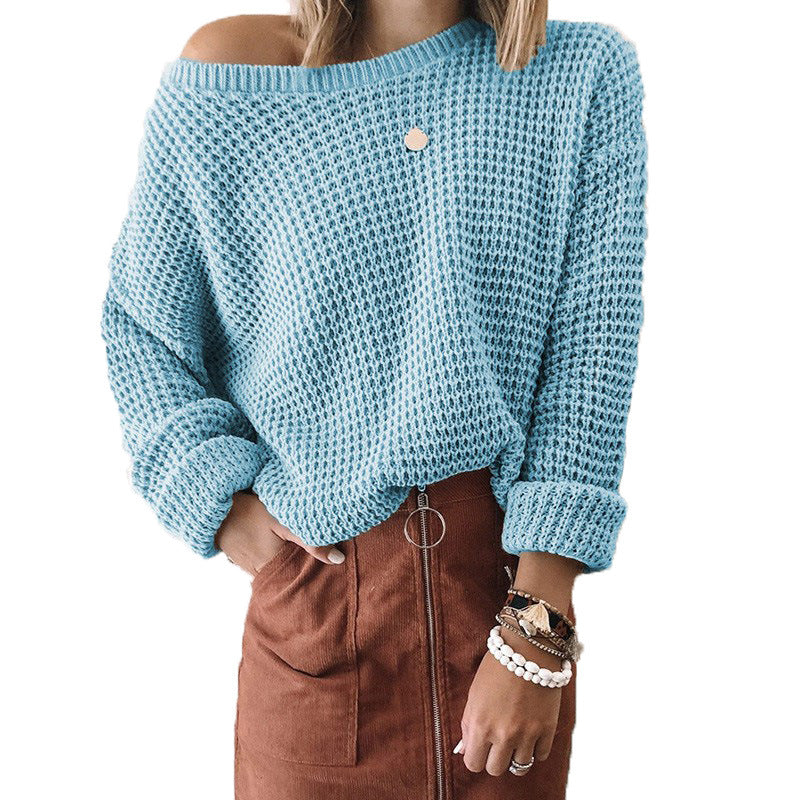 Women loose knit sweater with spiral structure and wide neckline Lune London