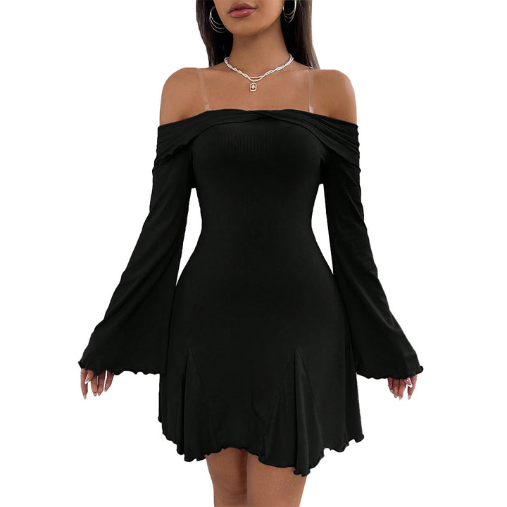 Robe mini décontractée à décolleté bardot pour femmes avec des manches à volants élégants et un design tendance Chic & Stil