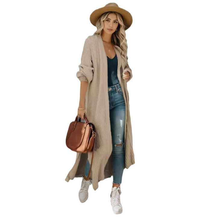 Women long knit cardigan with open design and relaxed fit Lune London