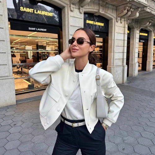 Sporty bomber jacket for women with padded lining and practical pockets Lune London