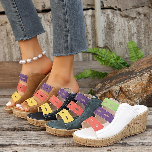 Wedge sandals for women with colorful straps Lune London