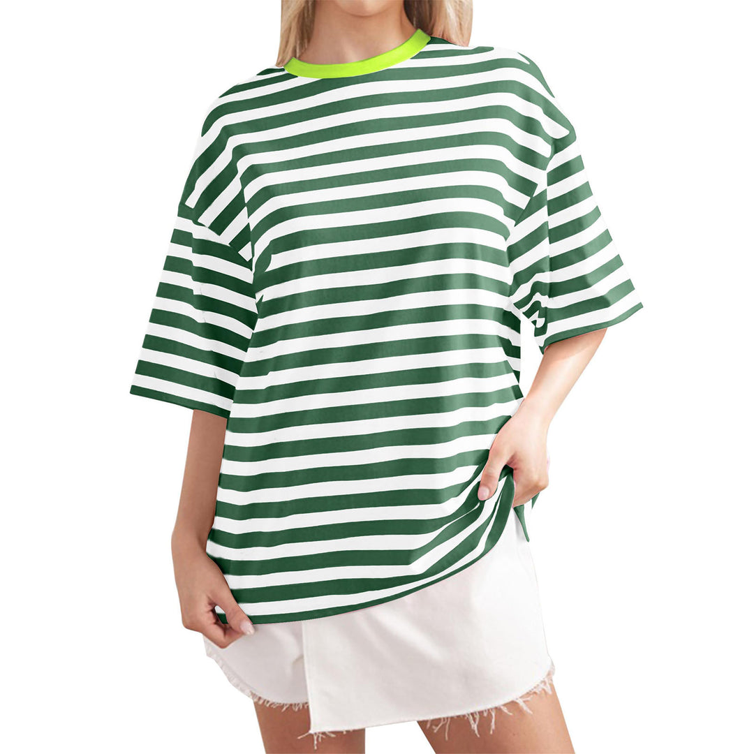 Casual oversized T-shirt for women with wide stripes Lune London
