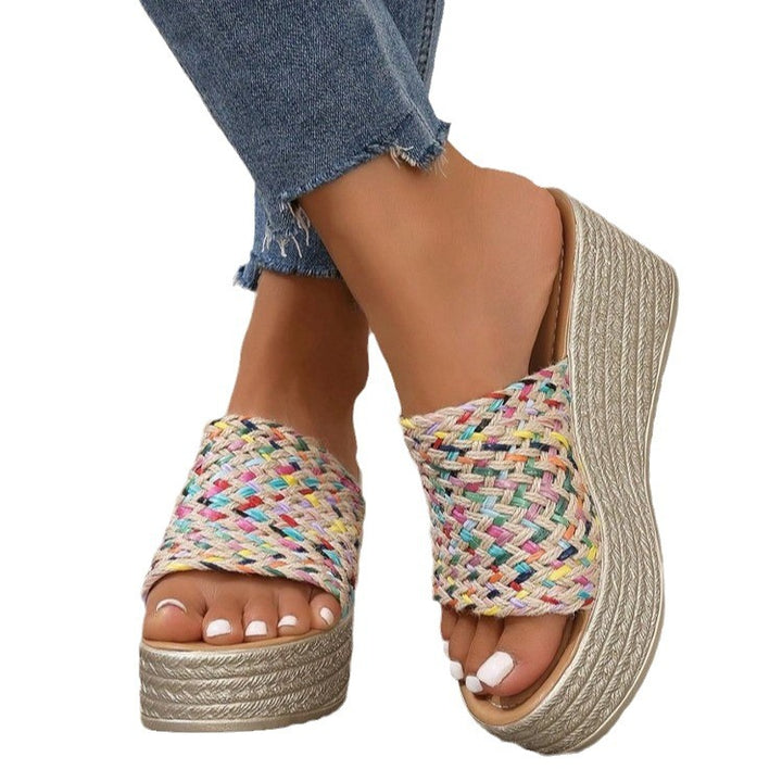 Women's platform sandals with woven upper and non-slip sole Lune London