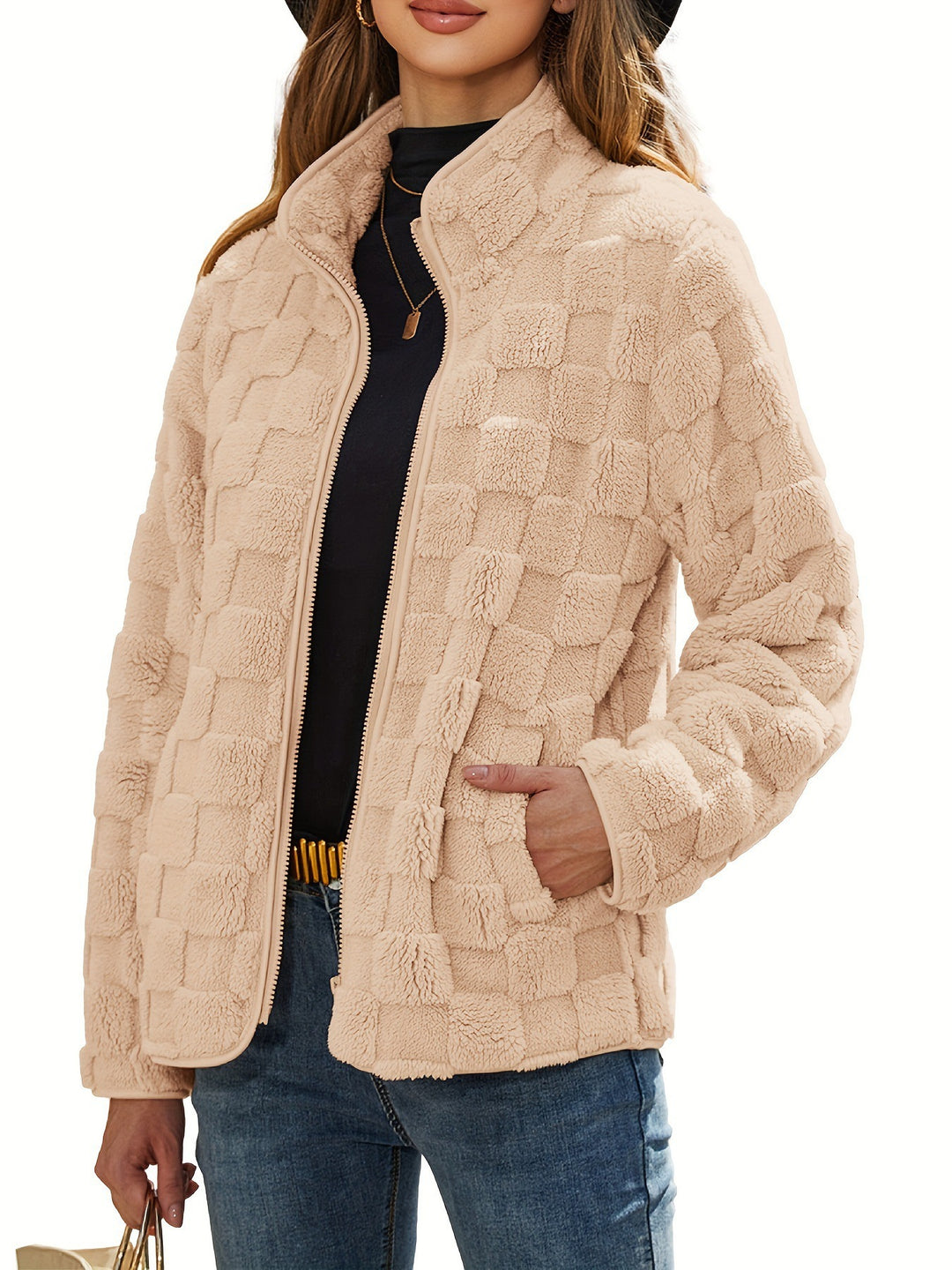 Veste en polaire pour femme avec design texturé et poches latérales Chic & Stil