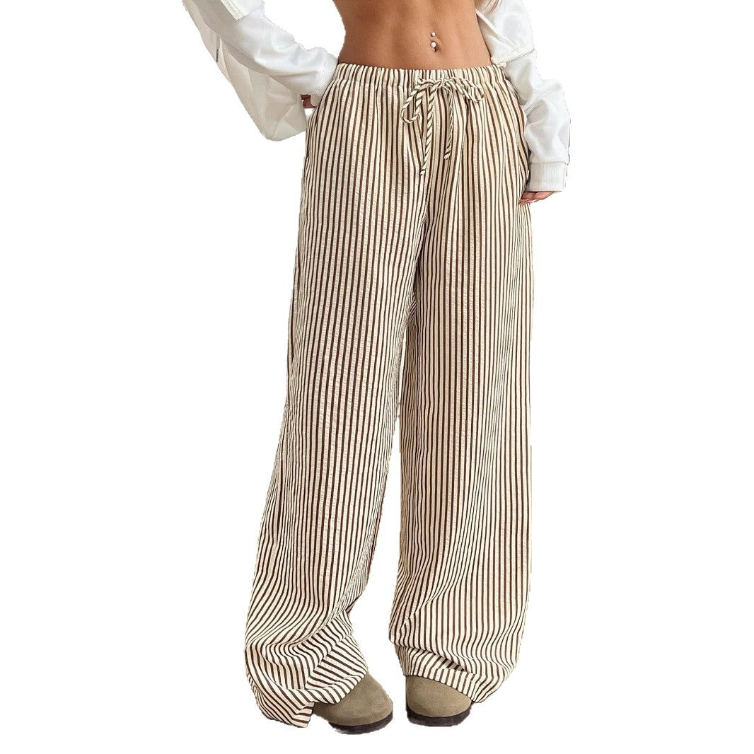 Striped casual pants for women with a loose fit and an elastic waistband Lune London