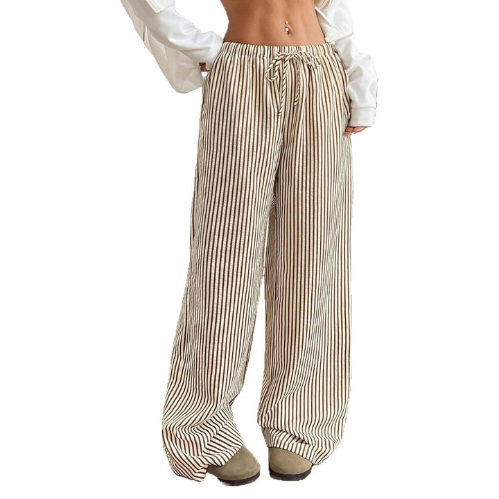 Striped casual pants for women with a loose fit and an elastic waistband Lune London