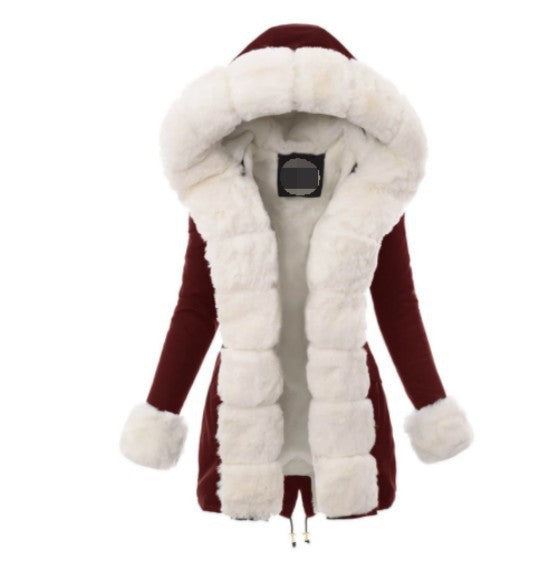 Ladies fleece jacket with luxurious faux fur collar Lune London