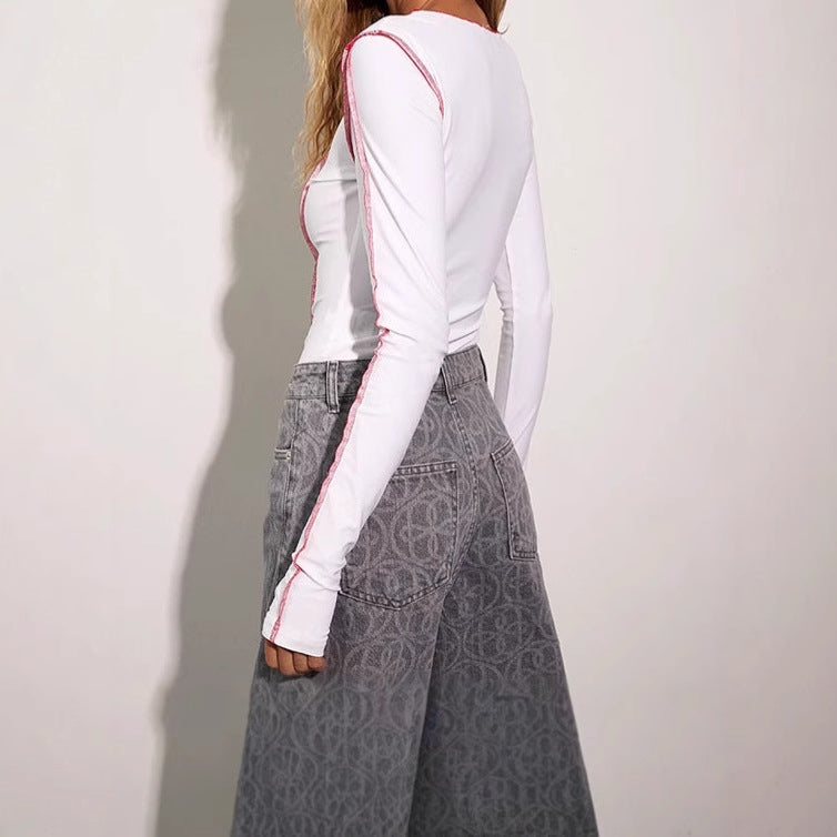 Ladies elegant long sleeve body with sporty contrasts Lune London