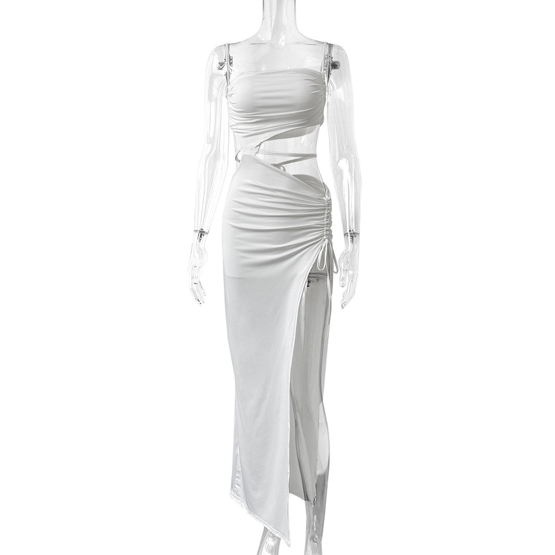 Ladies set with cropped top and maxi skirt with gathering Lune London