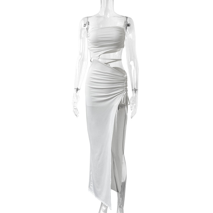 Ladies set with cropped top and maxi skirt with gathering Lune London