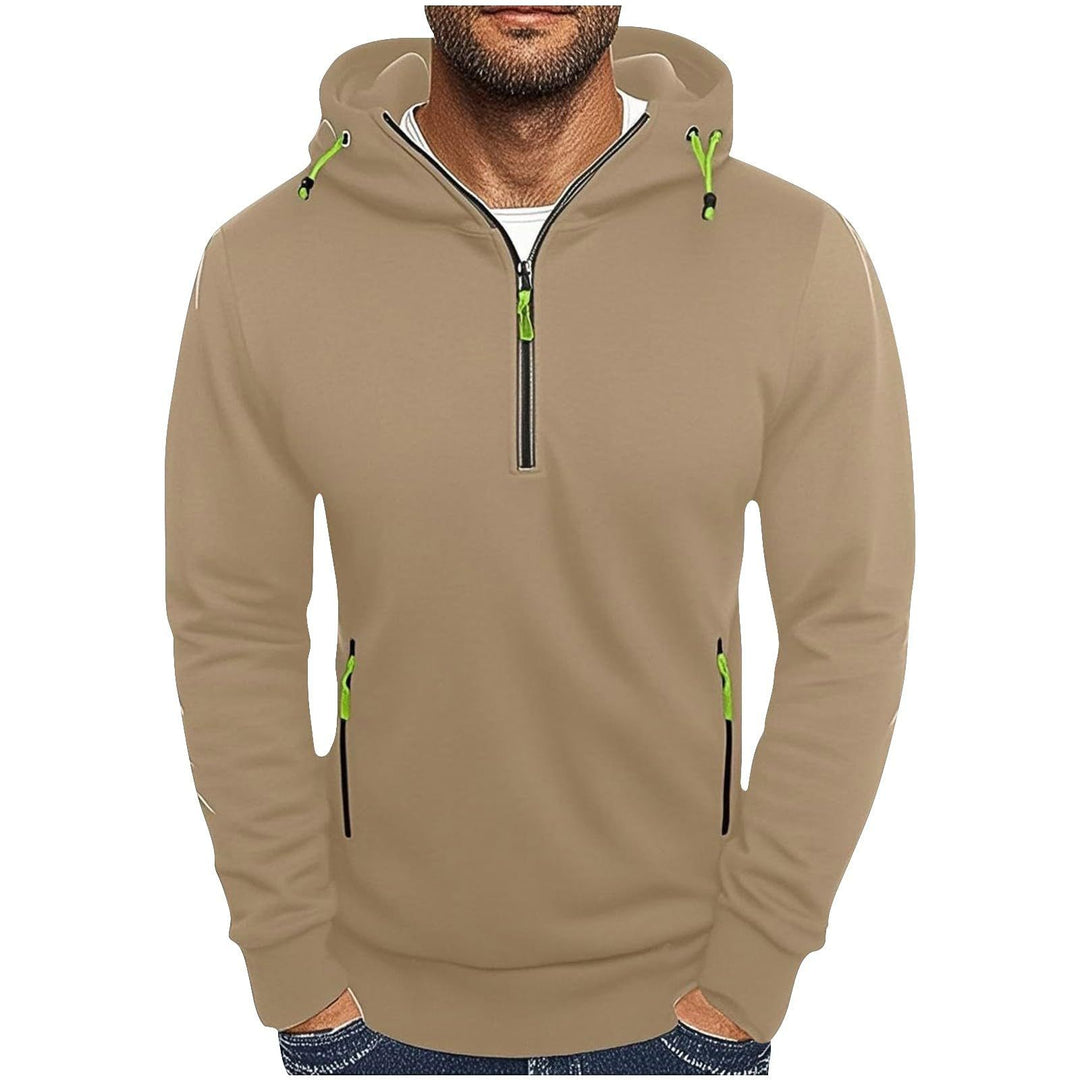 Men's fashionable hoodie with two pockets and half-zip Lune London