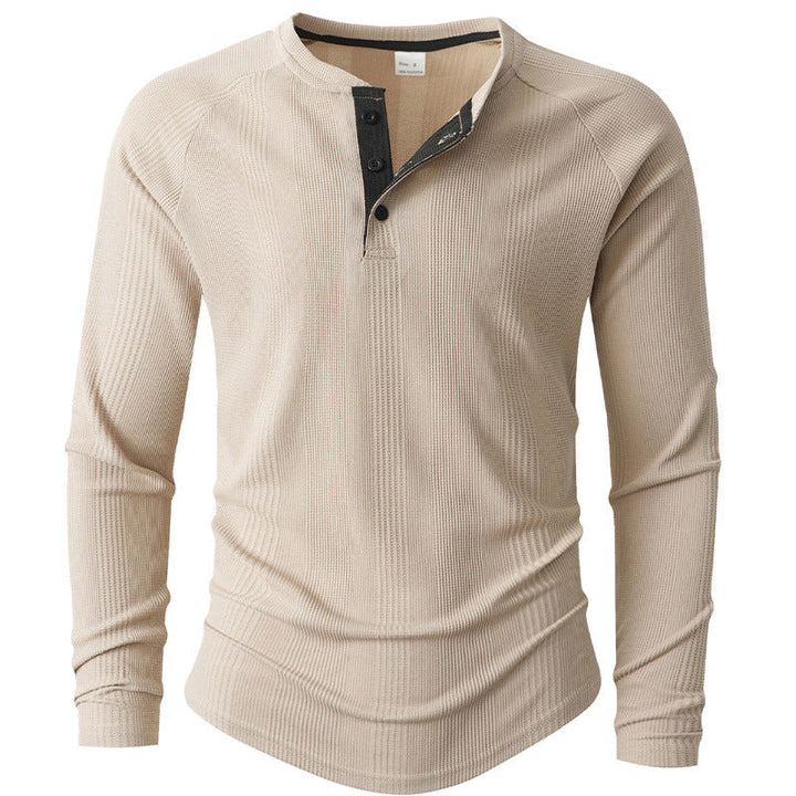 Men's Long Sleeve Henley Shirt with Structured Surface Lune London