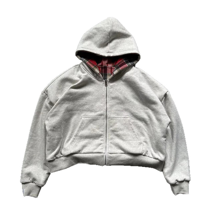 Veste à capuche femme avec doublure à carreaux et fermeture éclair pratique Chic & Stil