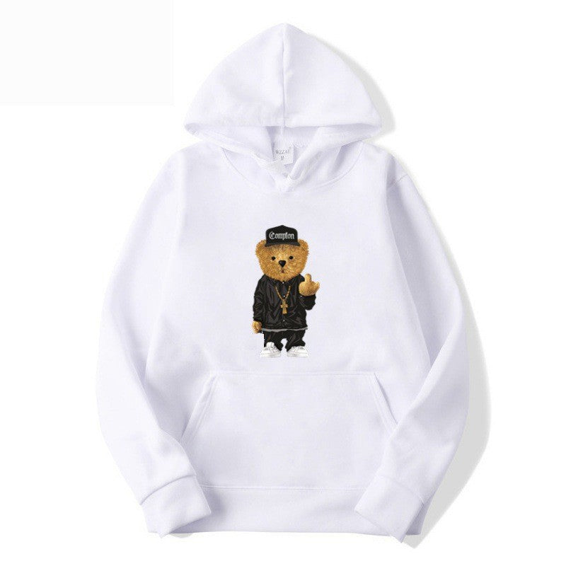 Women’s hoodie with artistic bear design and kangaroo pocket Chic & Stil