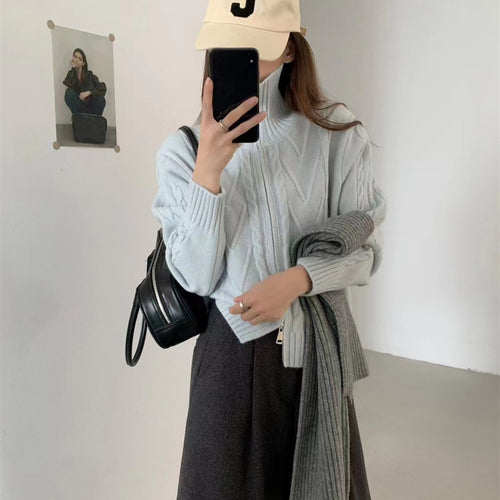 Cardigan femme avec structure en tricot torsadé et col haut Chic & Stil