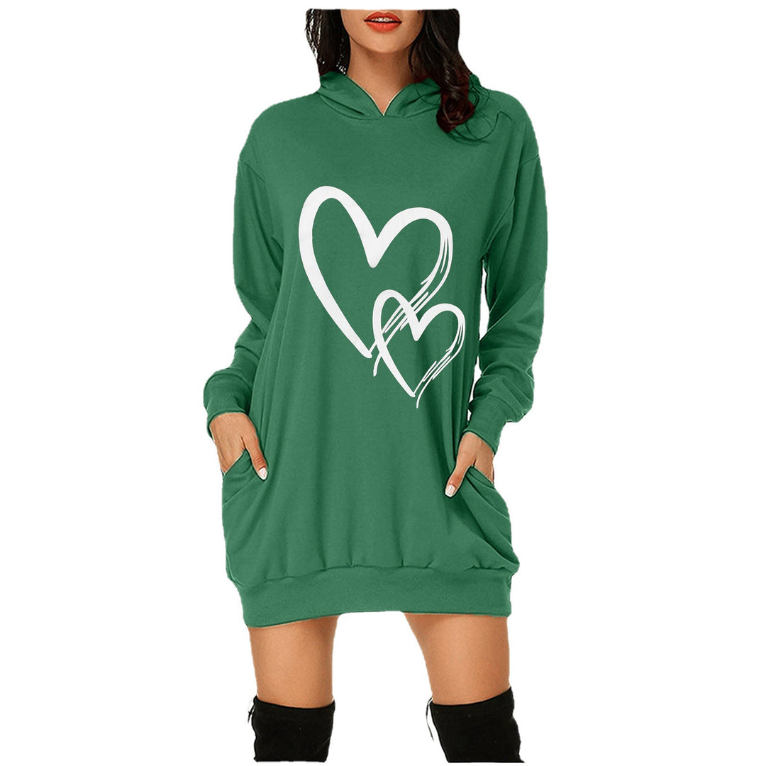 Hooded dress for women with practical pockets and trendy inscription Lune London