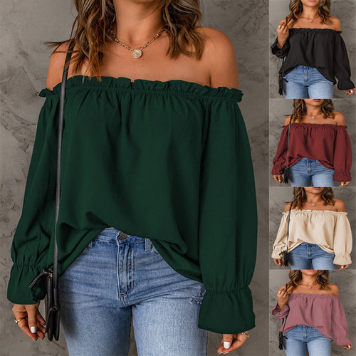 Off-Shoulder Blouse for Women with Ruffles and Loose Fit Lune London