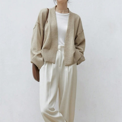 Hybrid cardigan for women with wide ribbed edge and belt Lune London