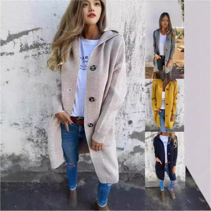Lune London | Women's Long Cardigan with High-Quality Ribbed Structure and Elegant Buttons