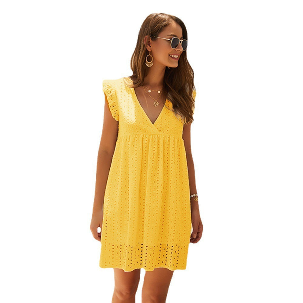 Summer dress for women with eye pattern and voluminous sleeves Lune London