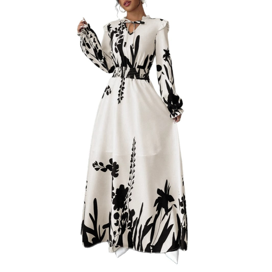Maxi dress for women with a flattering cut and floral details Lune London