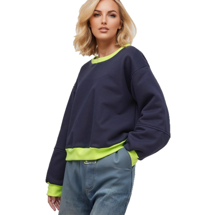 Sweatshirt décontracté pour femme avec des poignets contrastants et une coupe moderne Chic & Stil