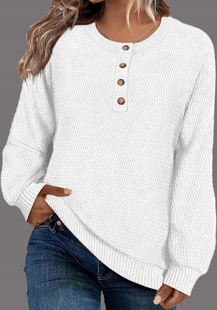 Casual shirt sweater for women with button placket and textured pattern Lune London
