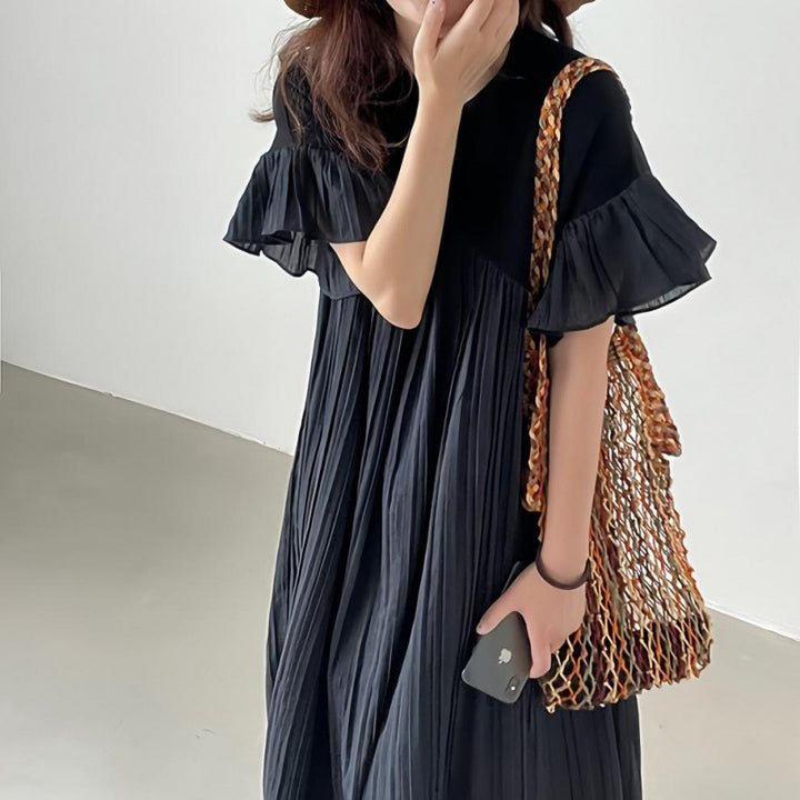 Fluid maxi dress for women with gathered edges Lune London