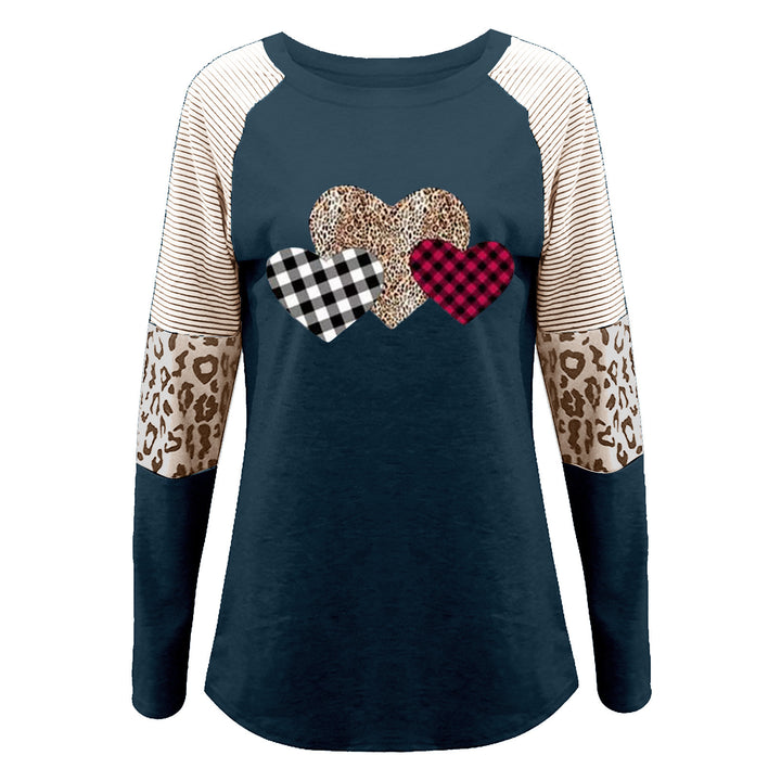 Ladies casual long sleeve T-shirt with heart pattern and textured design Lune London