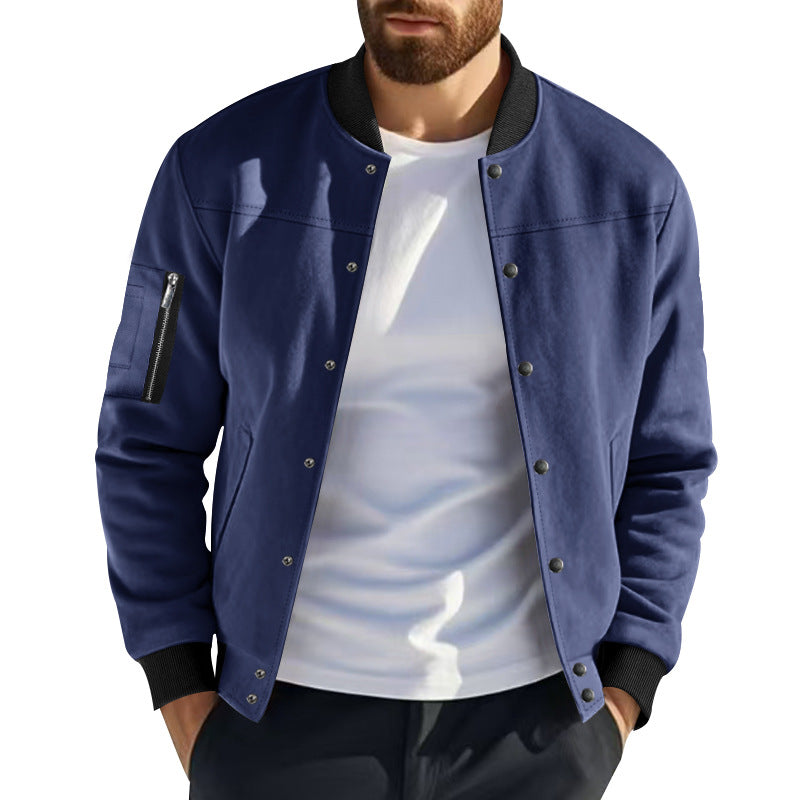 Trendy university jacket for men with practical zippered pockets and elastic cuffs Lune London