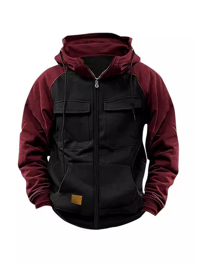 Sporty hooded jacket for men with practical pockets and zipper Lune London
