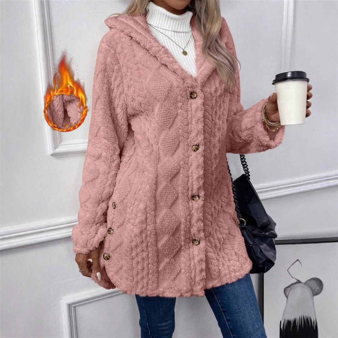 Ladies Cozy Teddy Jacket with Button Closure Lune London