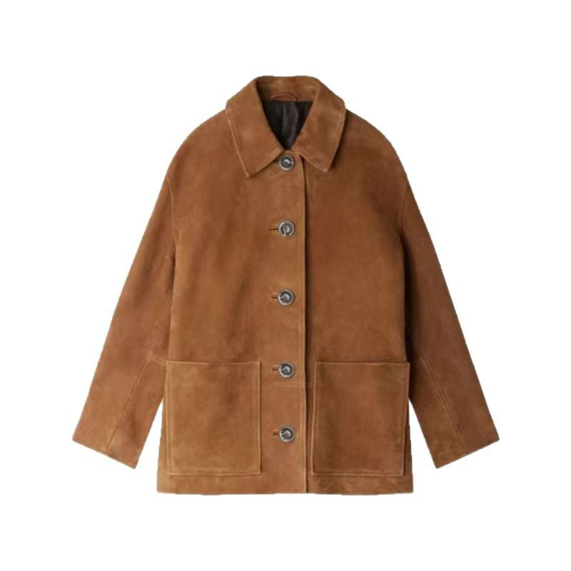 Ladies' leather jacket with modern chic design and practical pockets Lune London