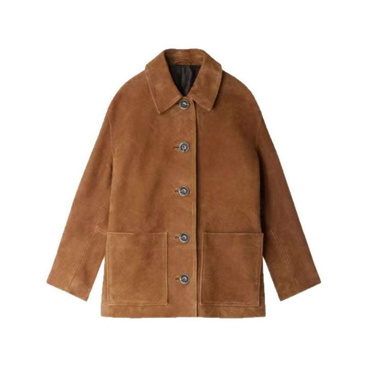 Ladies' leather jacket with modern chic design and practical pockets Lune London