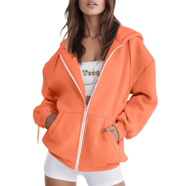 Ladies oversized hooded jacket with practical pockets Lune London