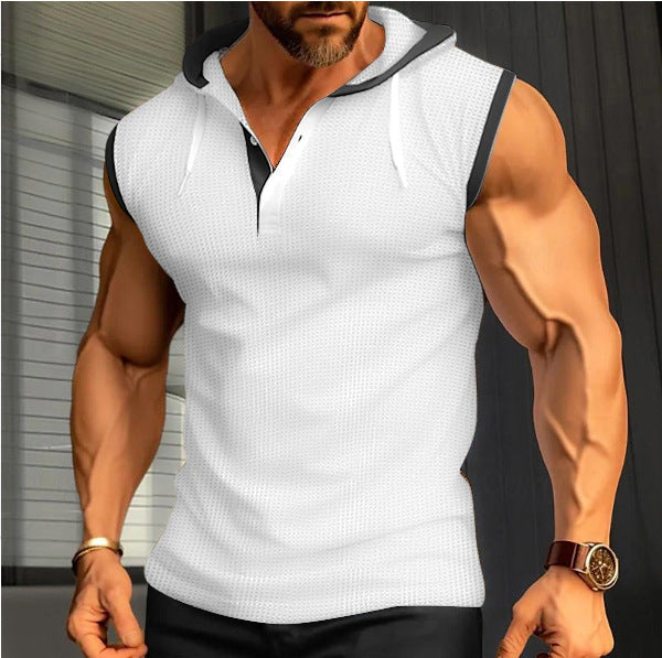 Sleeveless polo for men with modern cut and practical hood Lune London