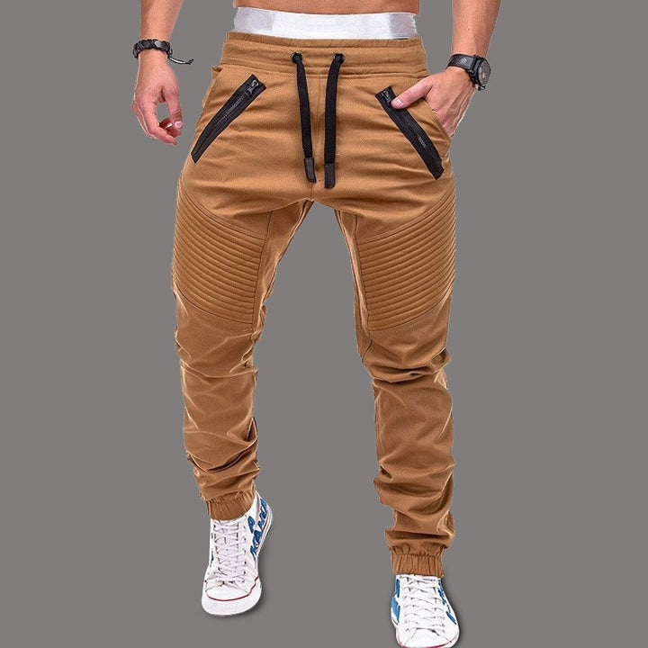 Men's cargo pants with zipper pockets and ribbed knit details Lune London