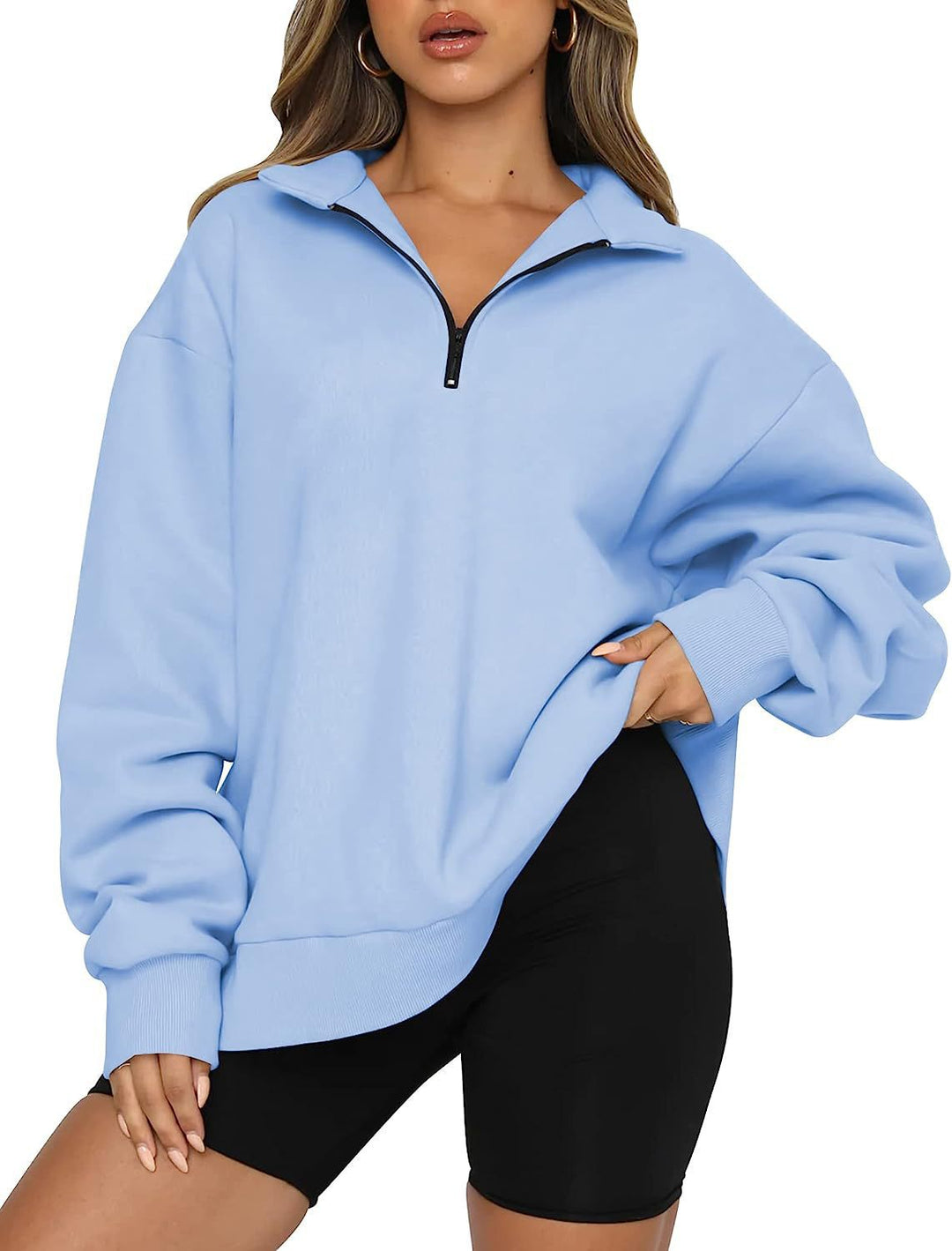 Women’s hoodie with half zipper and relaxed fit Lune London