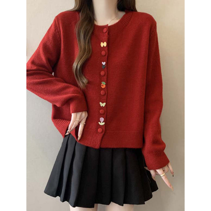 Cardigan confortable pour dames avec des boutons colorés Chic & Stil