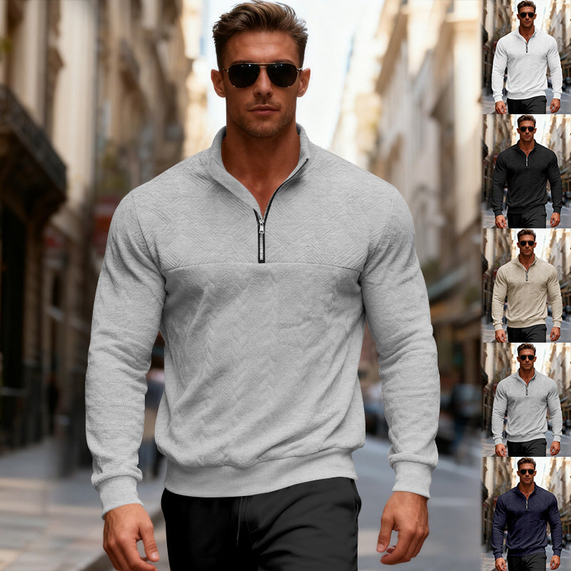 Sporty sweater for men with high collar and modern zipper Lune London