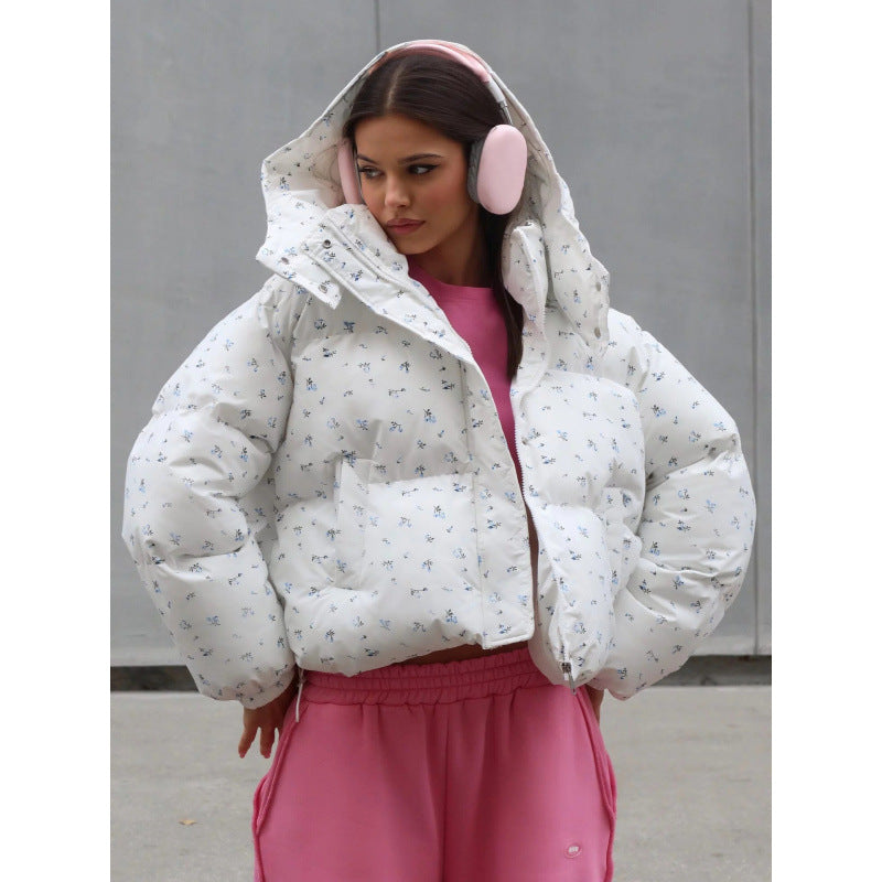 Floral quilted jacket for women, lined, with a chic and stylish modern design