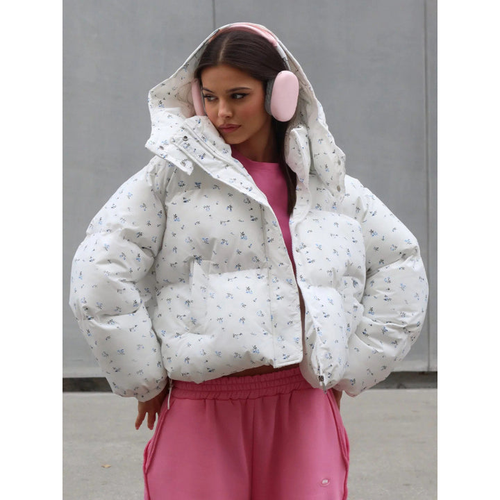 Floral quilted jacket for women, lined, with a chic and stylish modern design
