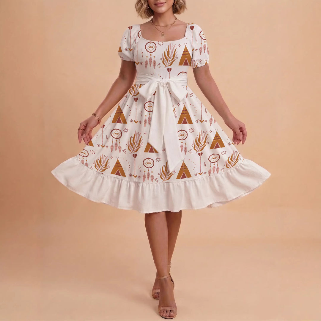 Women's dress with tailored fit and playful floral pattern Lune London