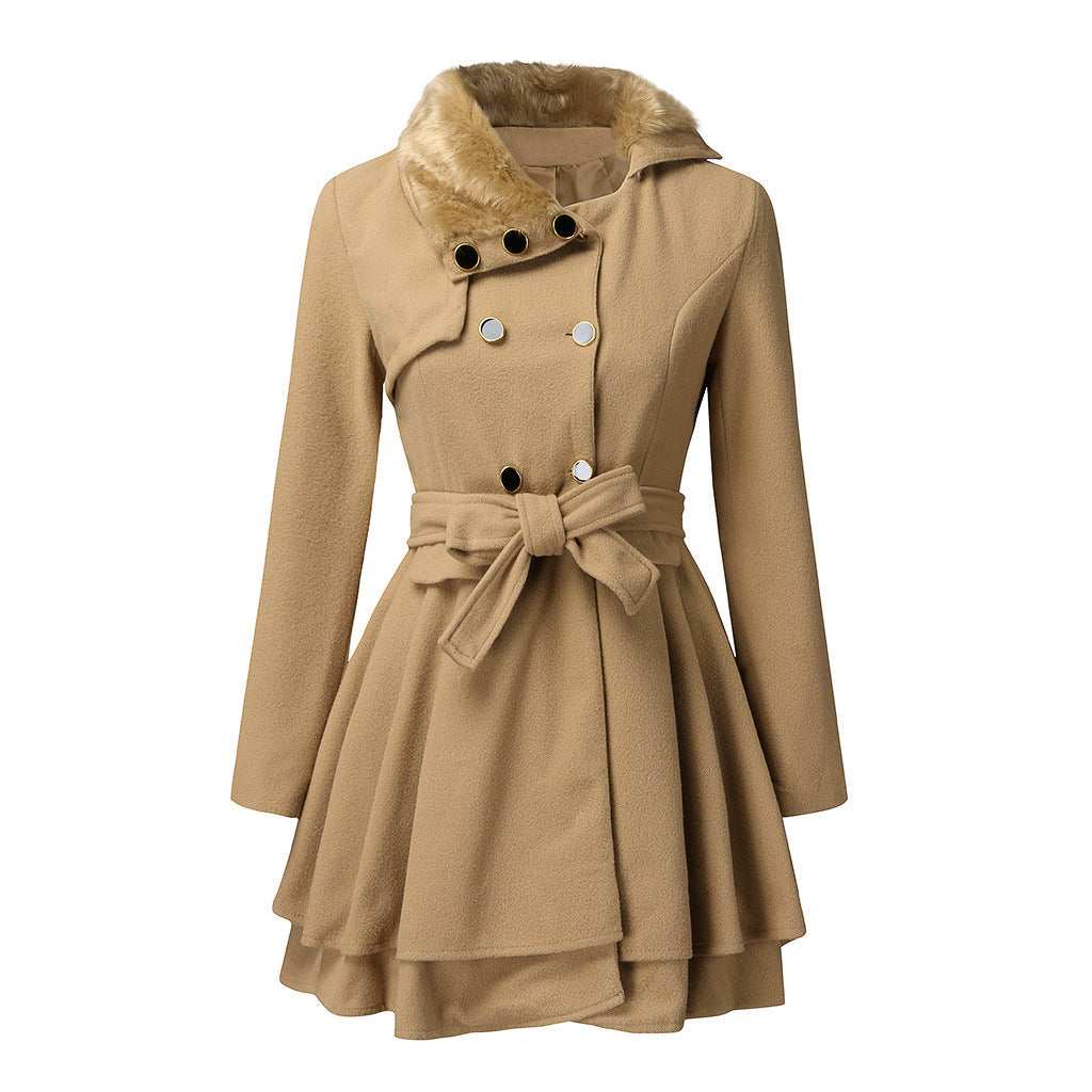 Elegant trench coat for women with removable fur collar and belted waist Lune London