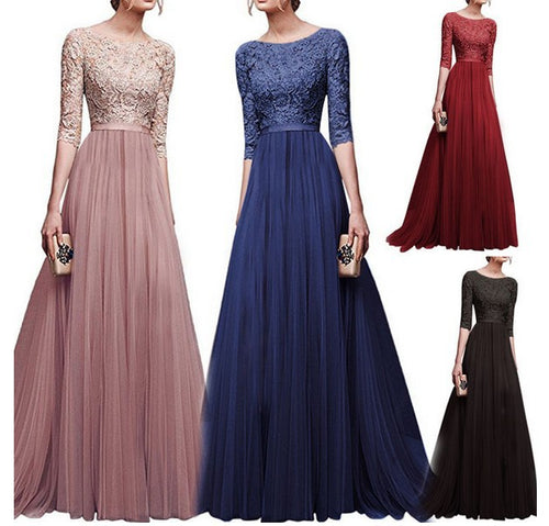 Elegant evening dress for women with high-quality lace and flowing skirt Lune Londonl